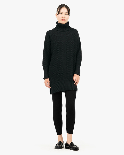 Women's Dalmar Turtleneck Sweater - Black Merino / Cashmere