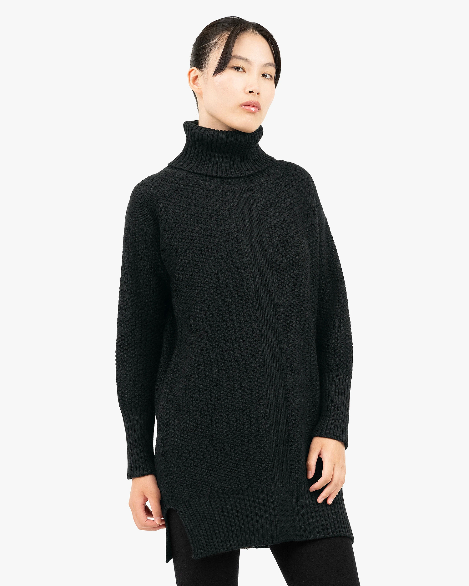Women's Dalmar Turtleneck Sweater - Black Merino / Cashmere