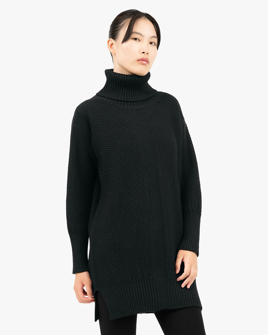 Women's Dalmar Turtleneck Sweater - Black Merino / Cashmere