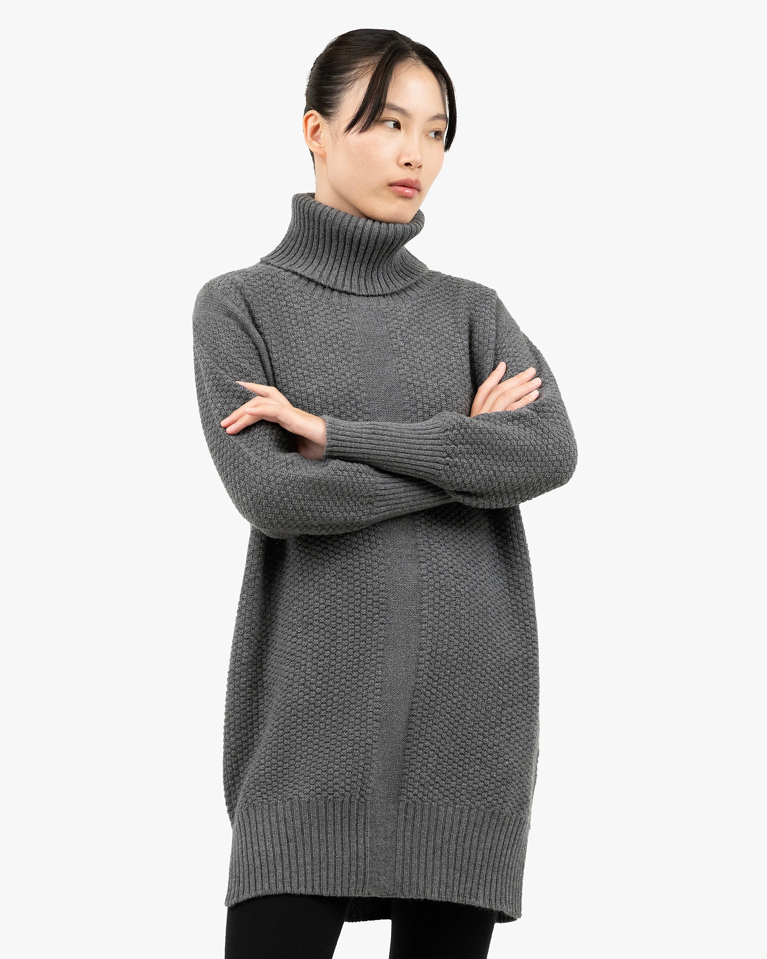 Women's Dalmar Turtleneck Sweater - Medium Grey Merino / Cashmere