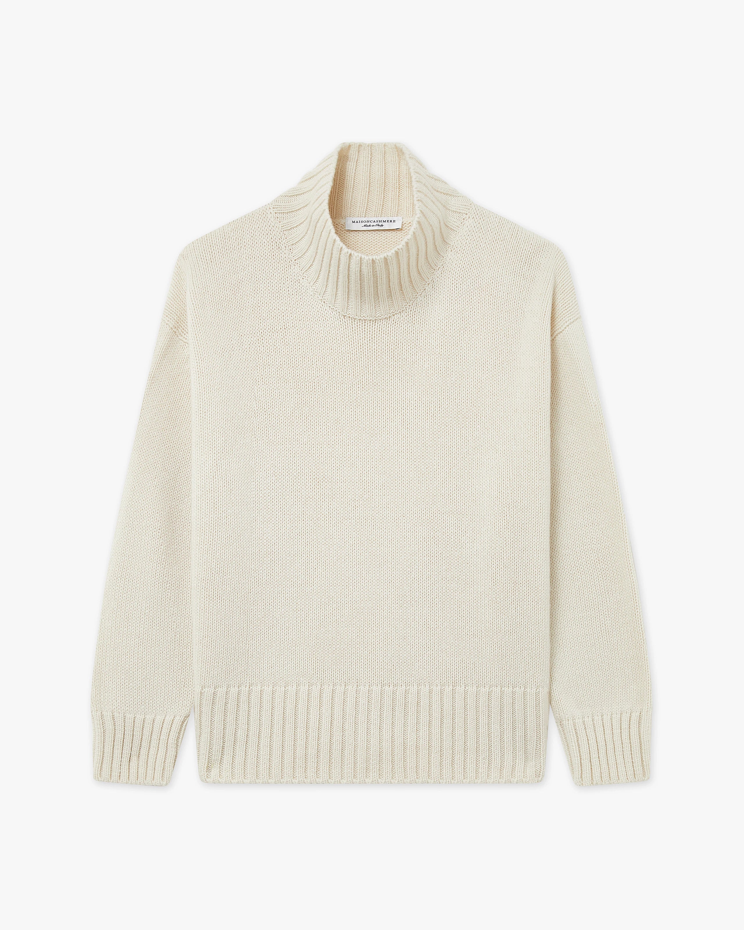 Women's Dolomiti Cashmere Mock Neck Sweater - White | MaisonCashmere