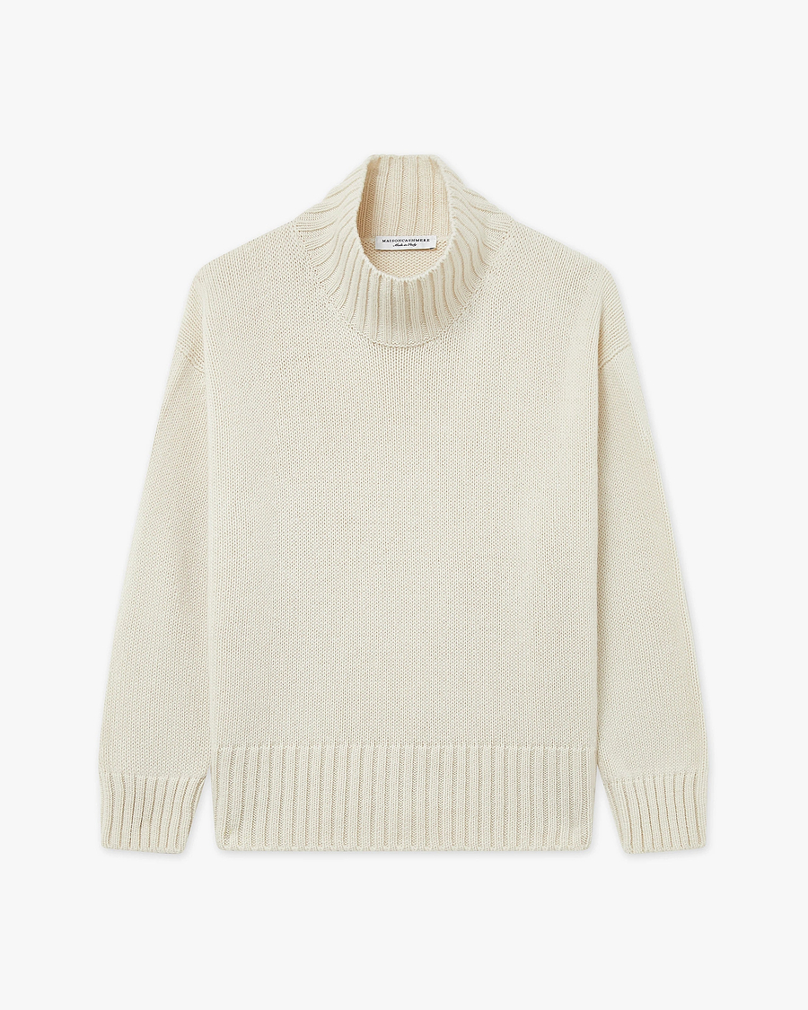 Dolomiti Mock Neck Sweater - White Cashmere