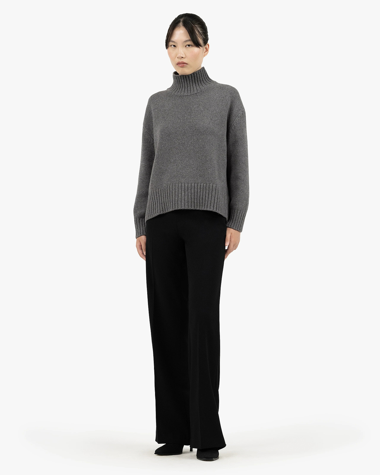 Dolomiti Mock Neck Sweater - Grey Cashmere