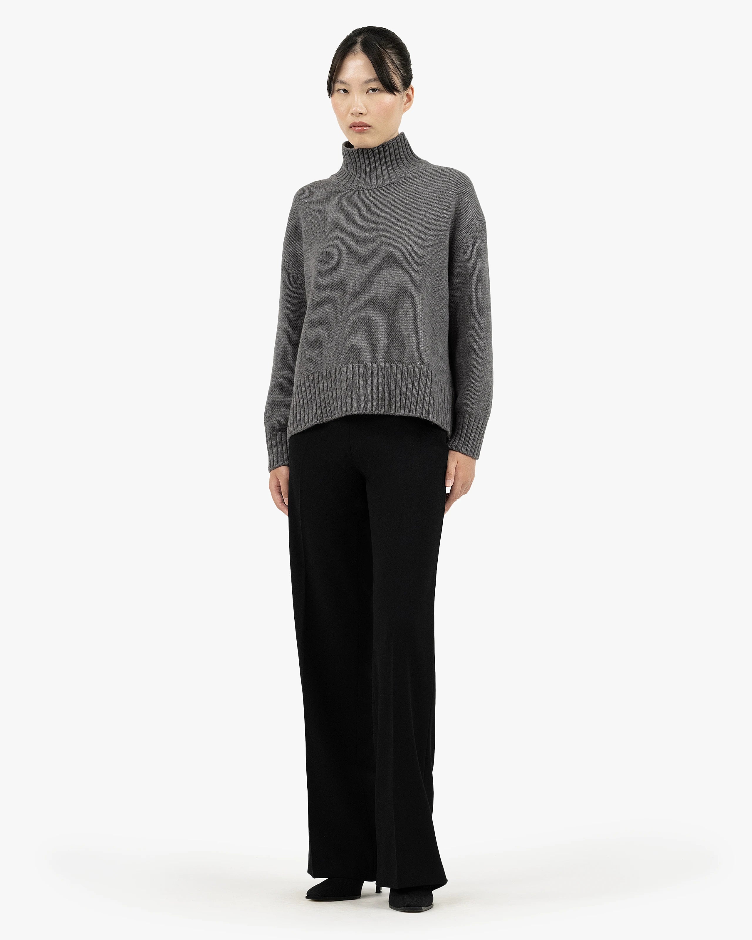 Dolomiti Mock Neck Sweater - Grey Cashmere