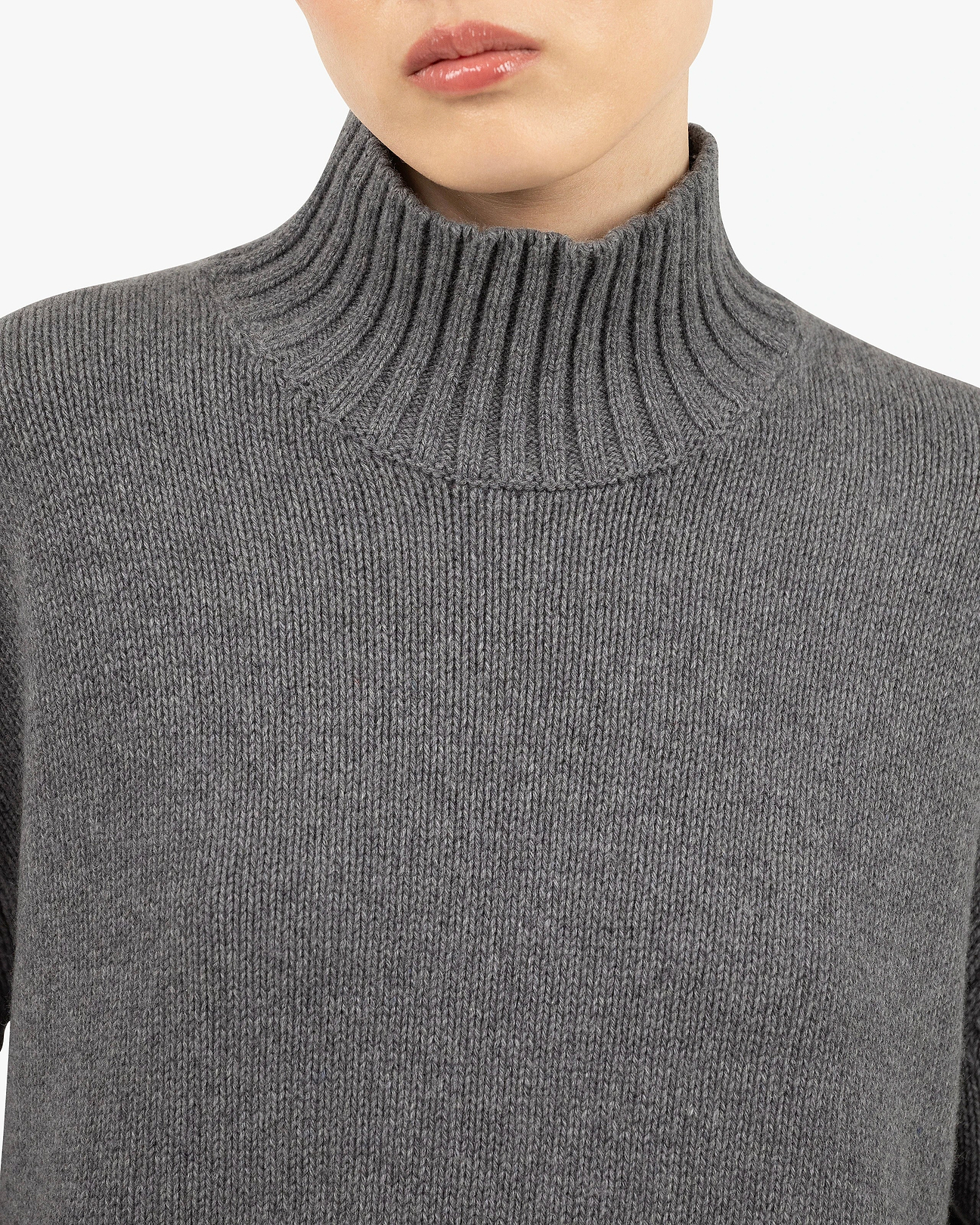 Women's Dolomiti Cashmere Mock Neck Sweater - Grey | MaisonCashmere