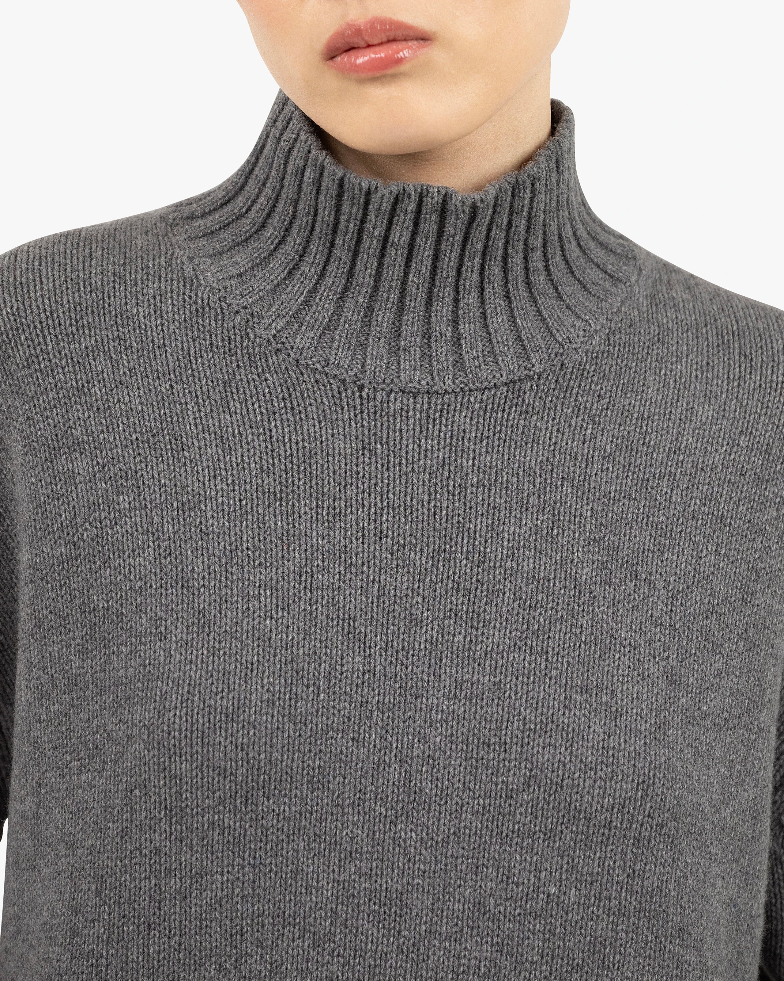 Dolomiti Mock Neck Sweater - Grey Cashmere