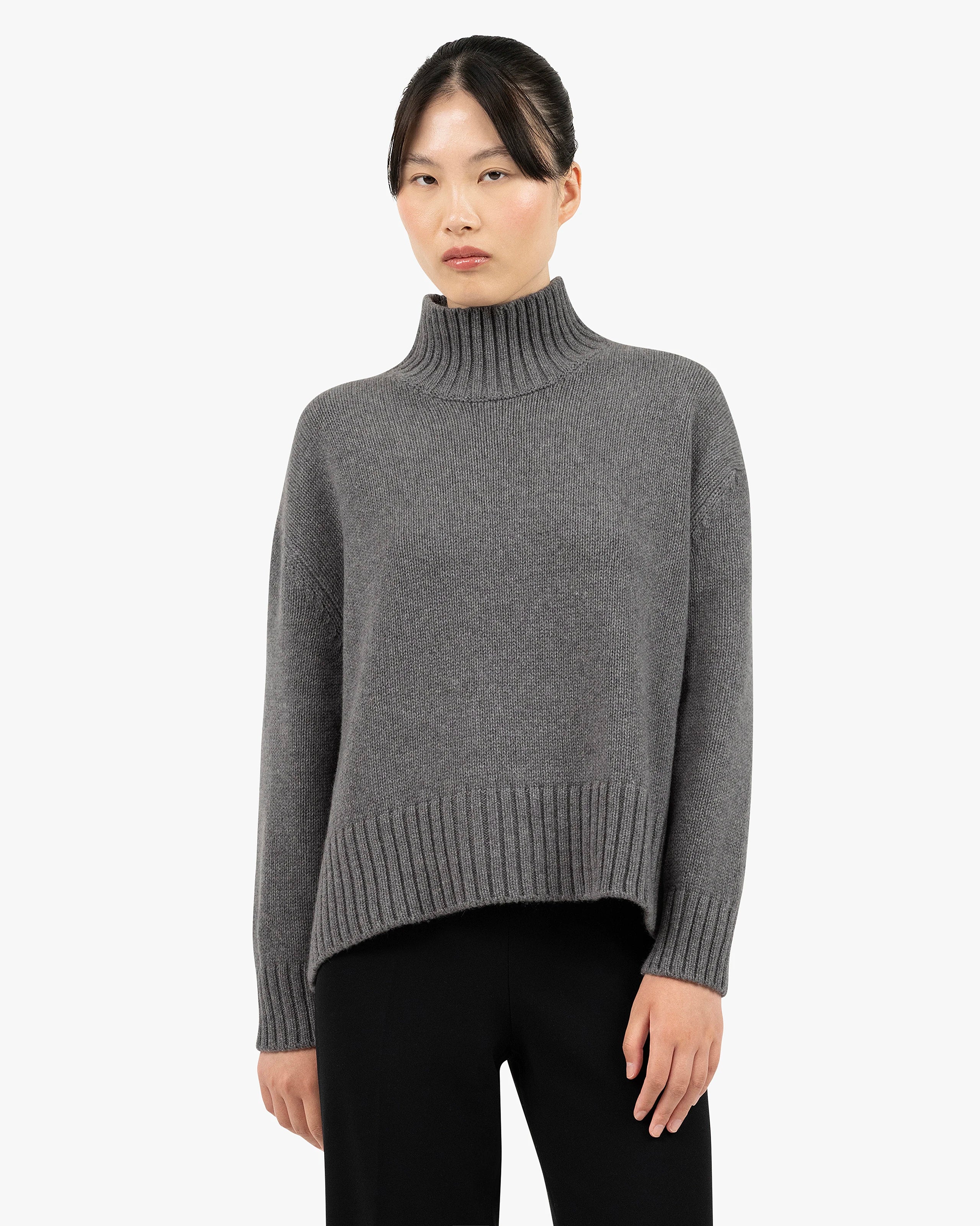 Dolomiti Mock Neck Sweater - Grey Cashmere