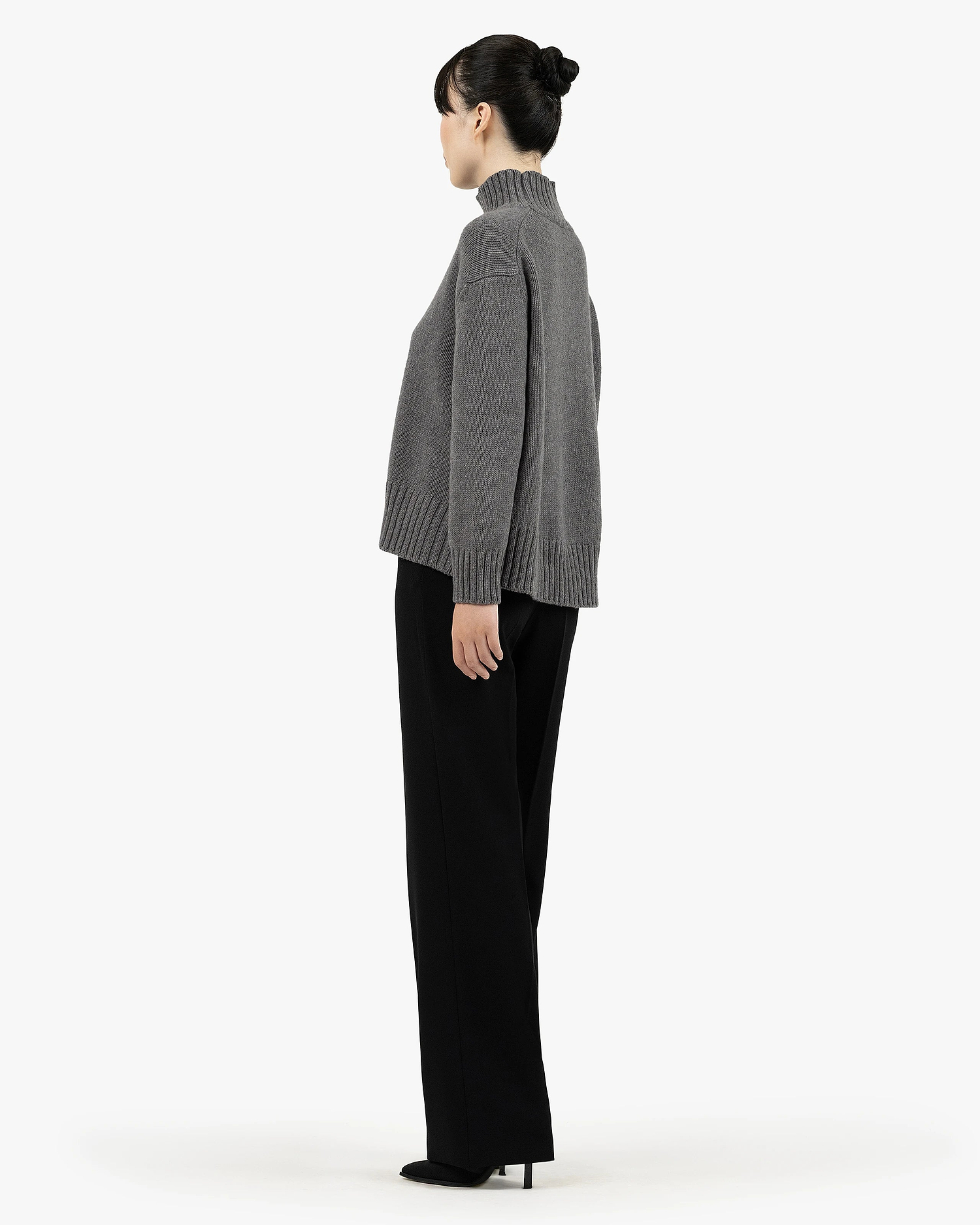 Dolomiti Mock Neck Sweater - Grey Cashmere