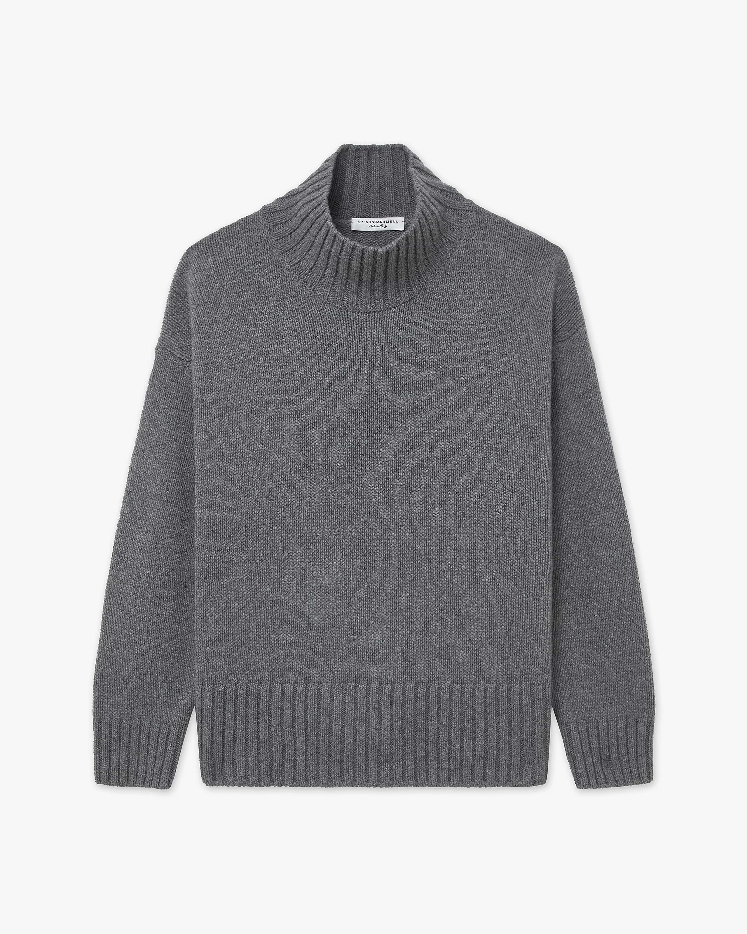 Women's Dolomiti Cashmere Mock Neck Sweater - Grey | MaisonCashmere Women's Dolomiti Cashmere Mock Neck Sweater - Grey | MaisonCashmere