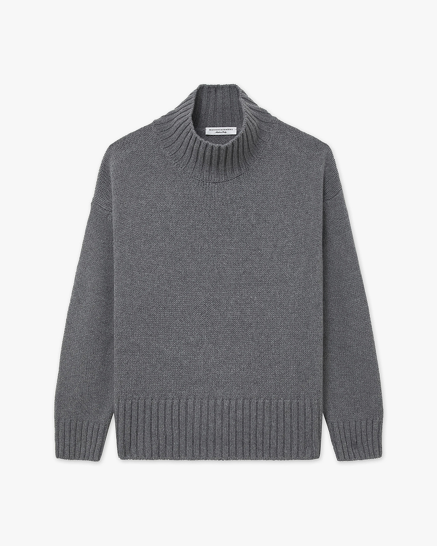 Dolomiti Mock Neck Sweater - Grey Cashmere