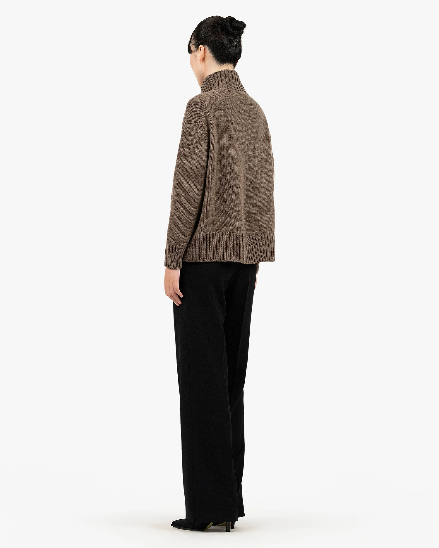 Dolomiti Mock Neck Sweater - Brown Cashmere