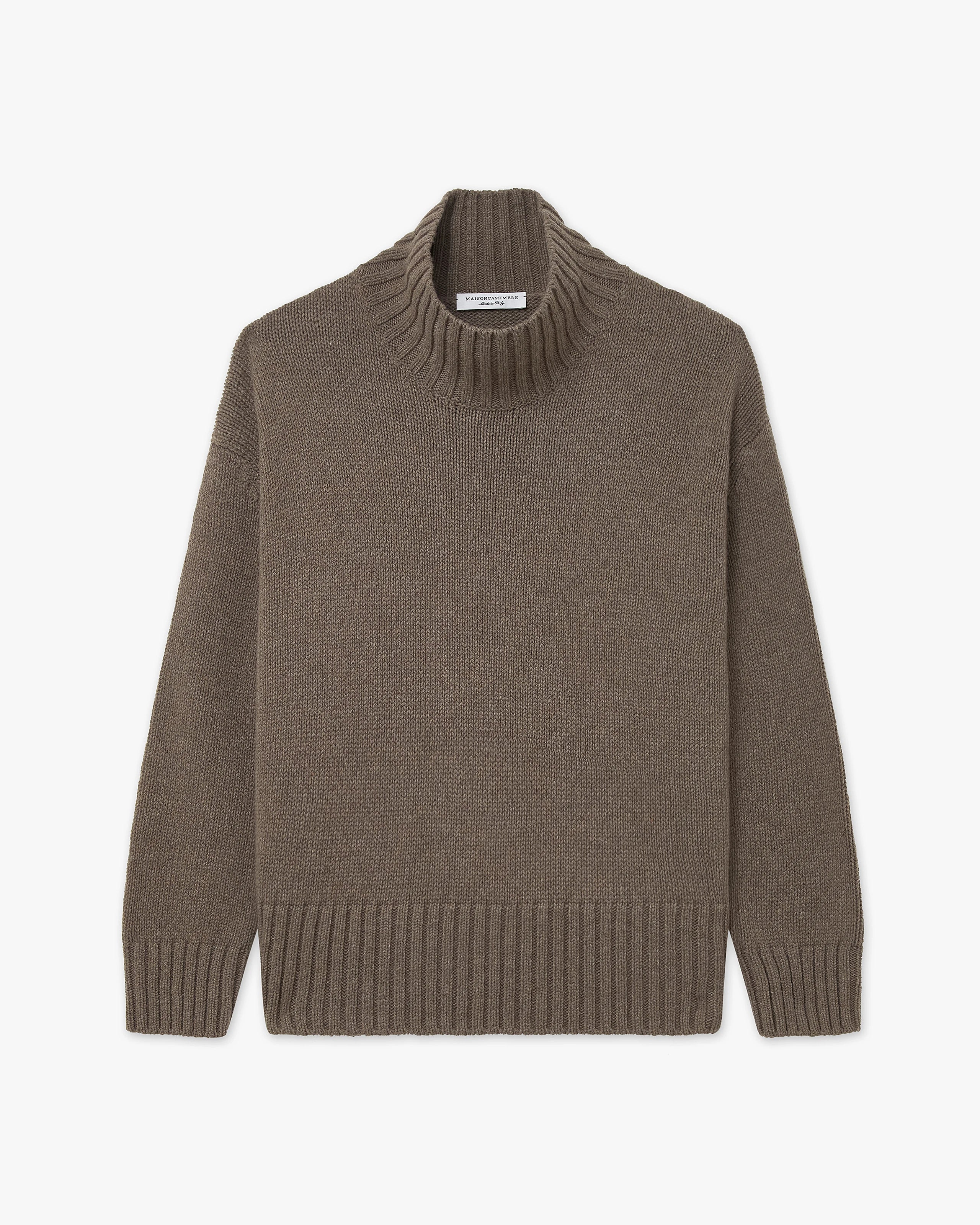 Women's Dolomiti Cashmere Mock Neck Sweater - Brown | MaisonCashmere