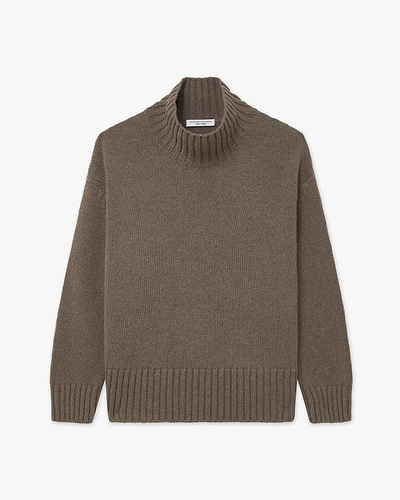 Dolomiti Mock Neck Sweater - Brown Cashmere