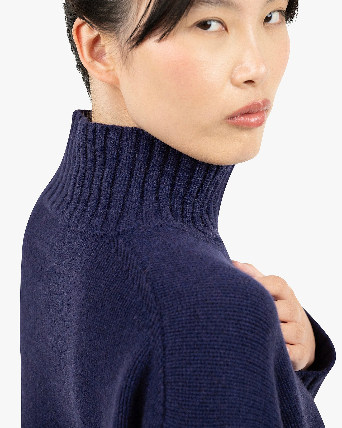 Women's Dolomiti Cashmere Mock Neck Sweater - Blue | MaisonCashmere