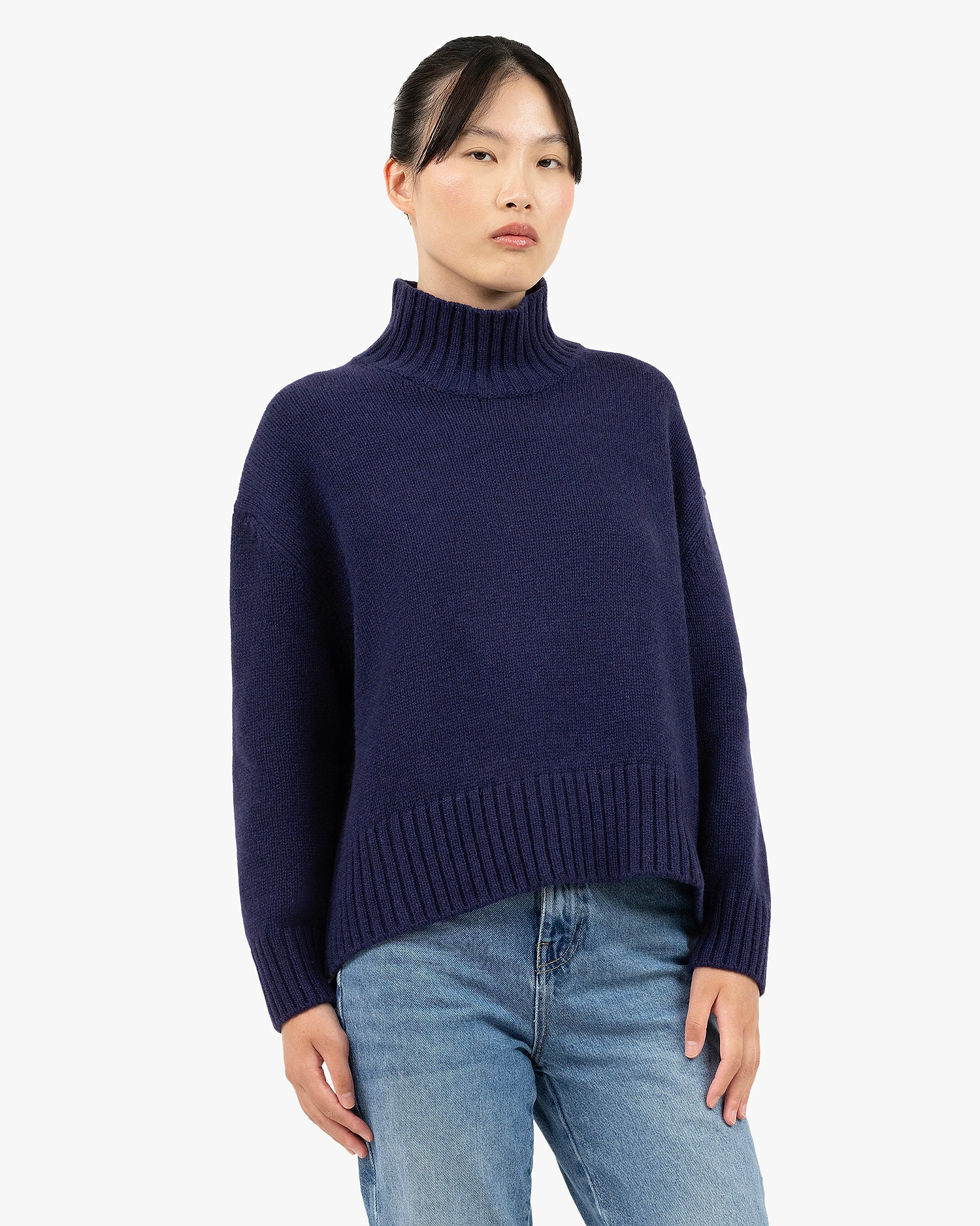 Dolomiti Mock Neck Sweater - Blue Cashmere