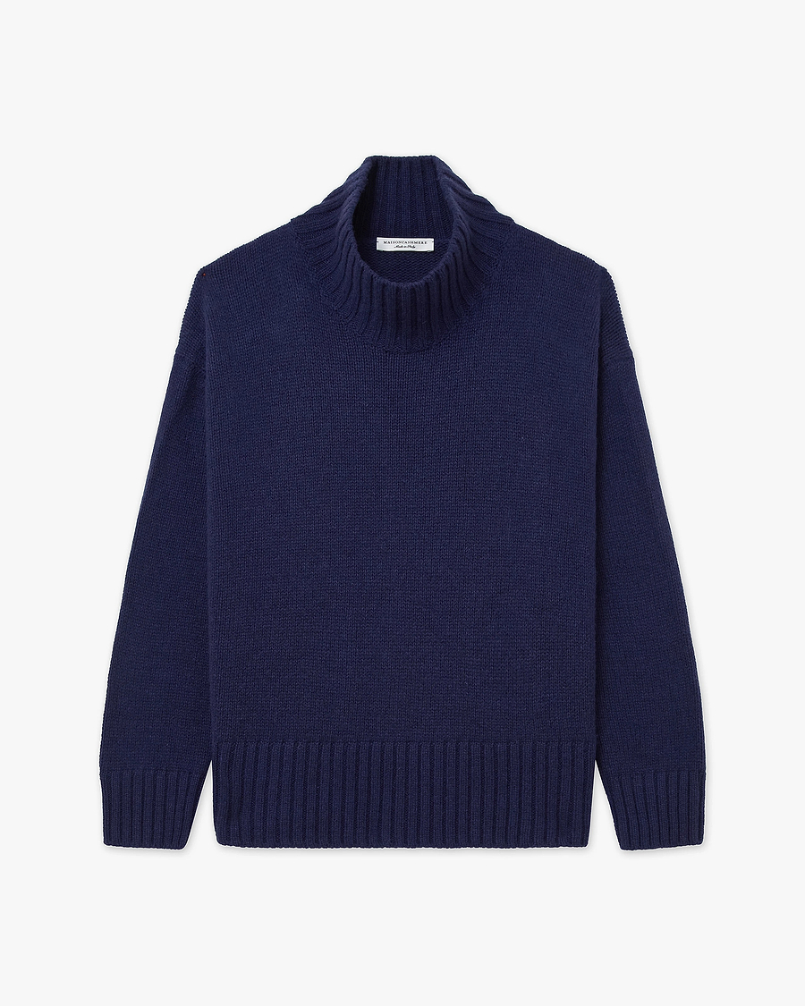 Dolomiti Mock Neck Sweater - Blue Cashmere