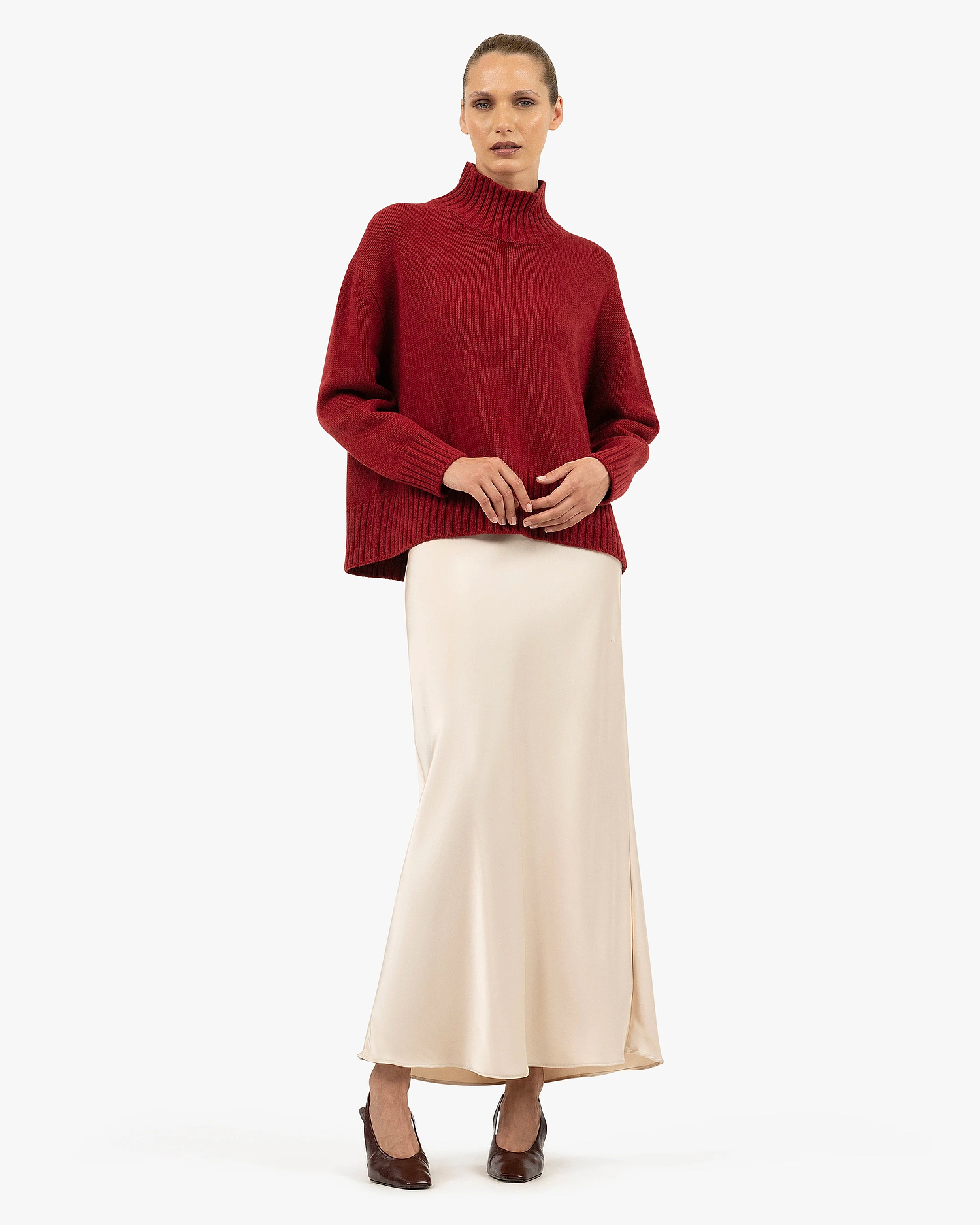 Dolomiti Mock Neck Sweater - Red Cashmere