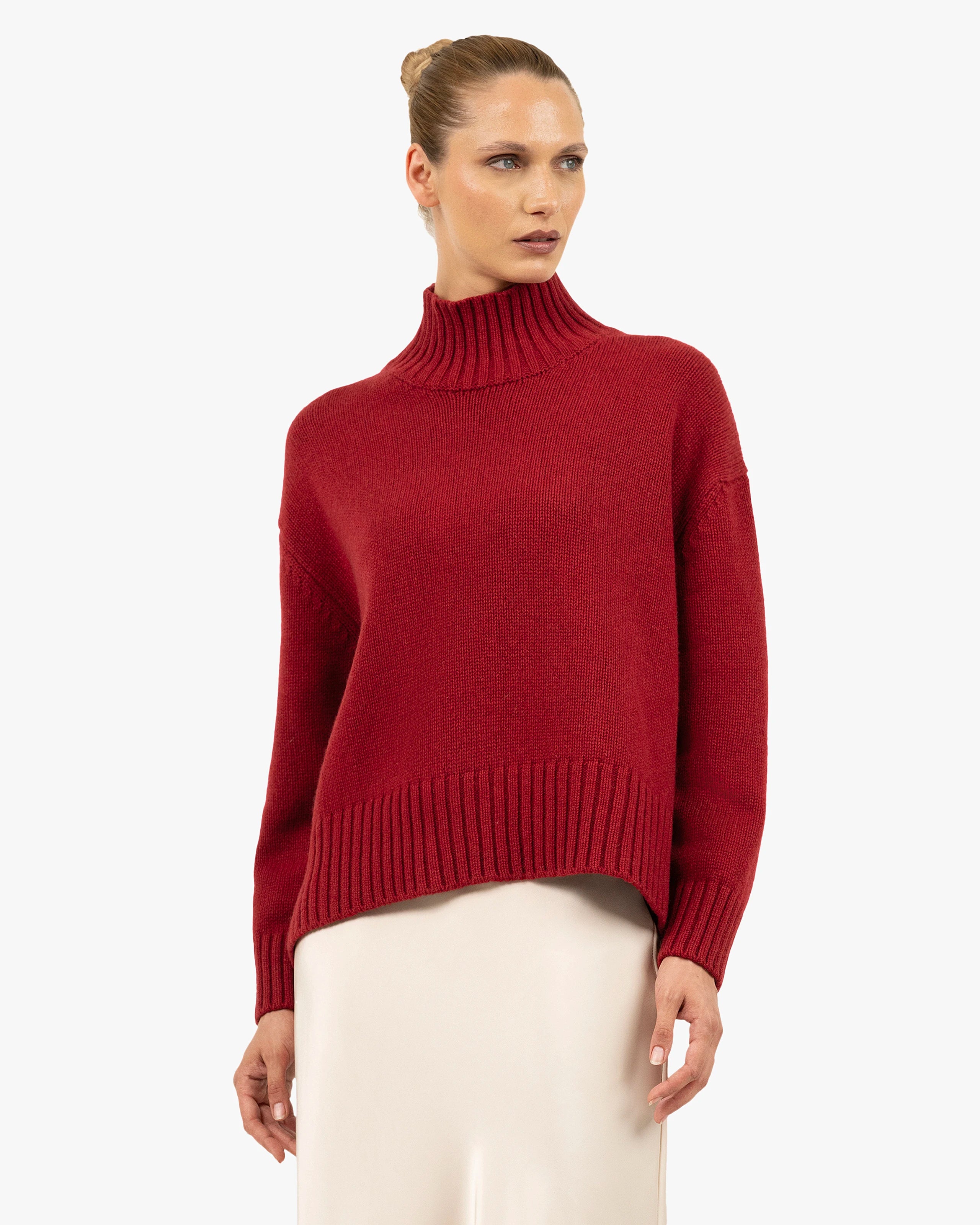 Dolomiti Mock Neck Sweater - Red Cashmere
