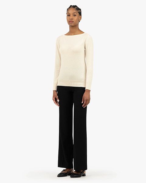 Essential Boat Neck Sweater - White Cashmere