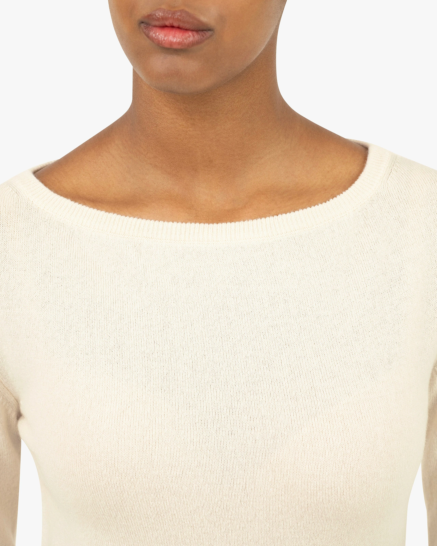 Essential Boat Neck Sweater - White Cashmere