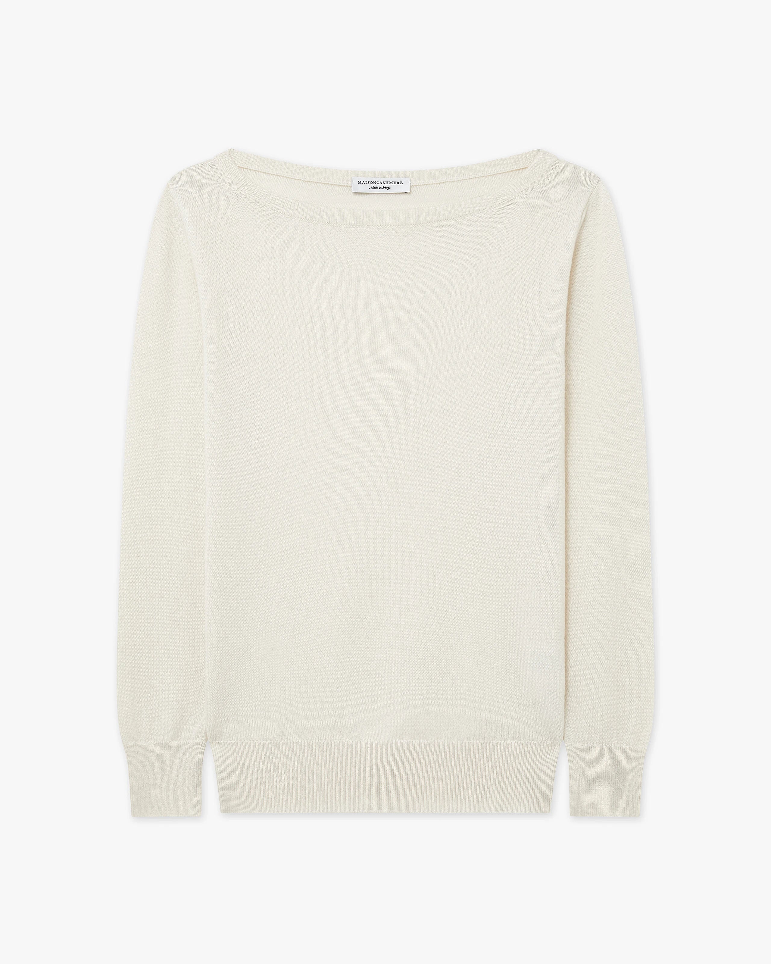 Women's Essential Cashmere Boat Neck Sweater - White | MaisonCashmere