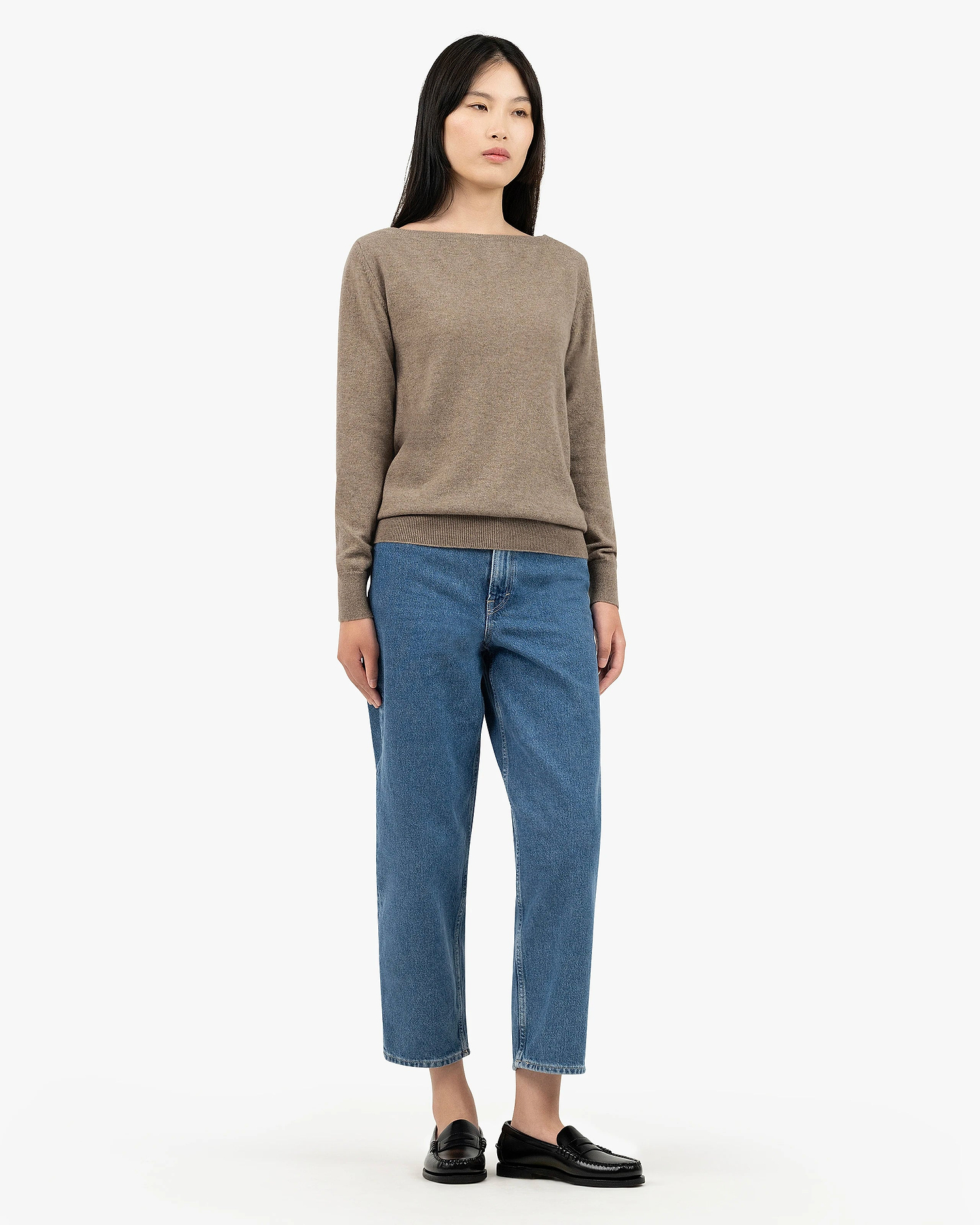 Essential Boat Neck Sweater - Taupe Cashmere