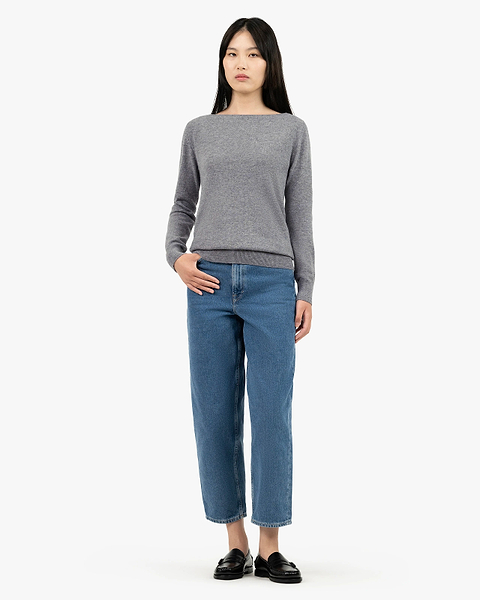 Essential Boat Neck Sweater - Medium Grey Cashmere