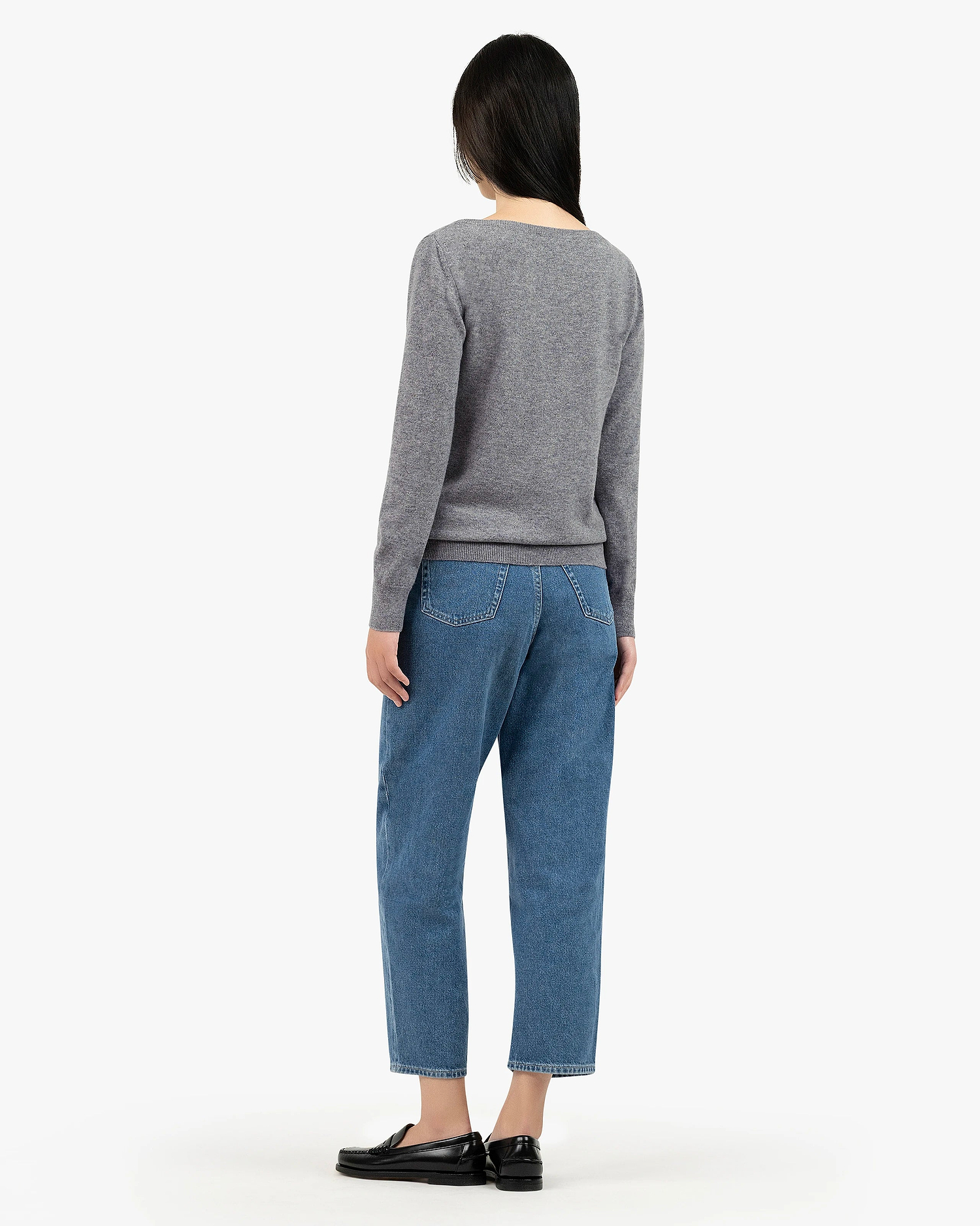 Essential Boat Neck Sweater - Medium Grey Cashmere