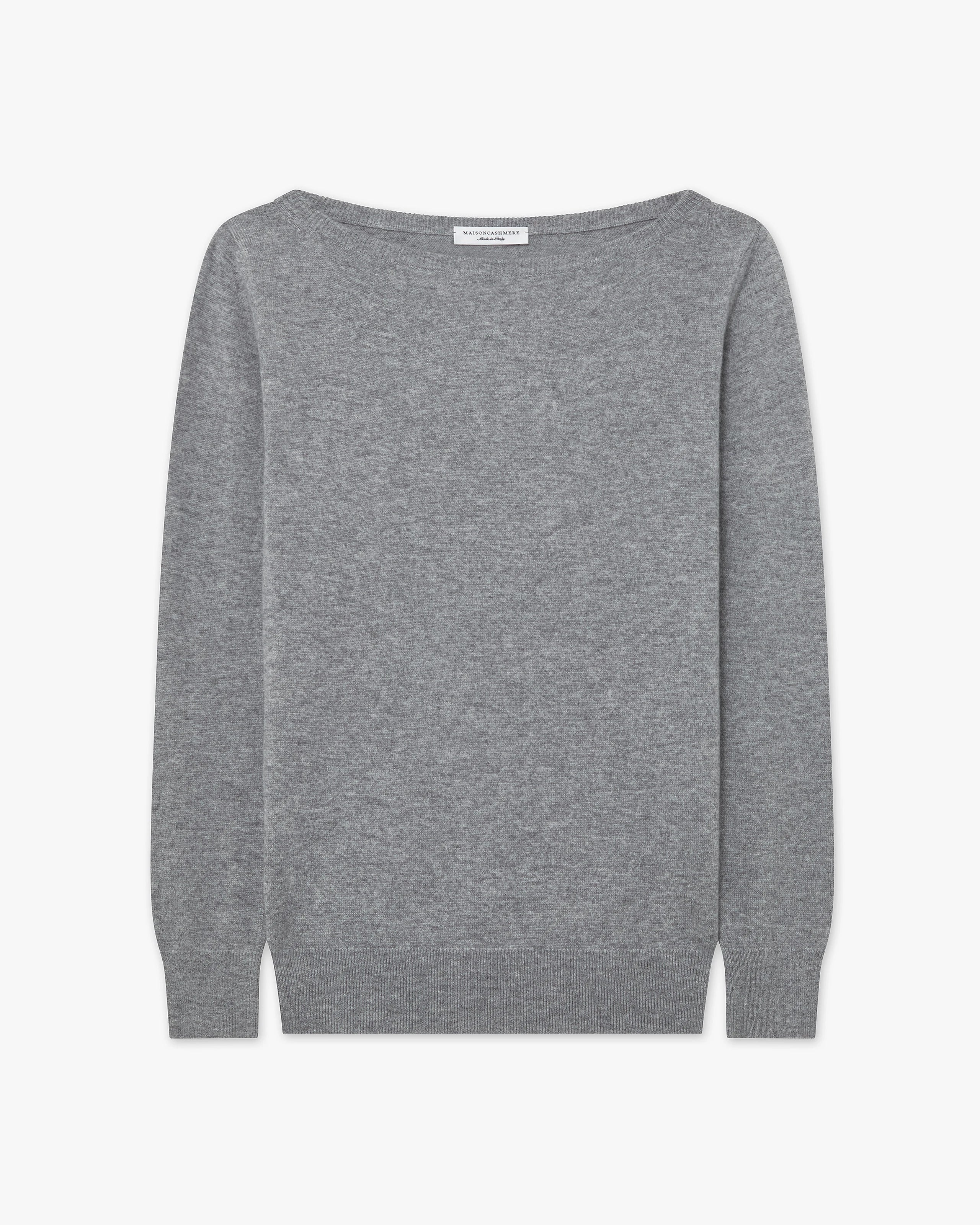 Essential Boat Neck Sweater - Medium Grey Cashmere