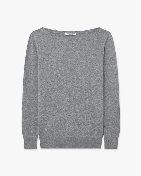 Essential Boat Neck Sweater - Medium Grey Cashmere