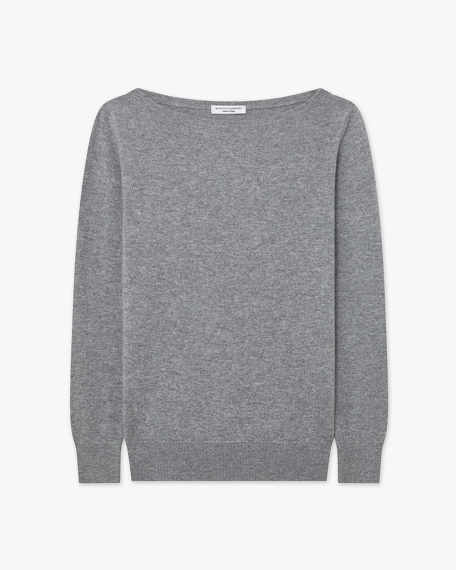 Essential Boat Neck Sweater - Medium Grey Cashmere