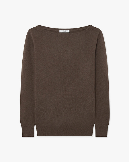 Essential Boat Neck Sweater - Brown Cashmere