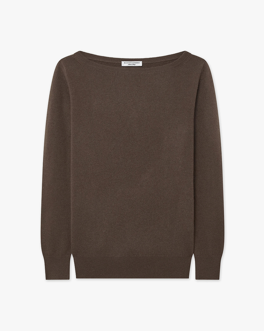 Essential Boat Neck Sweater - Brown Cashmere