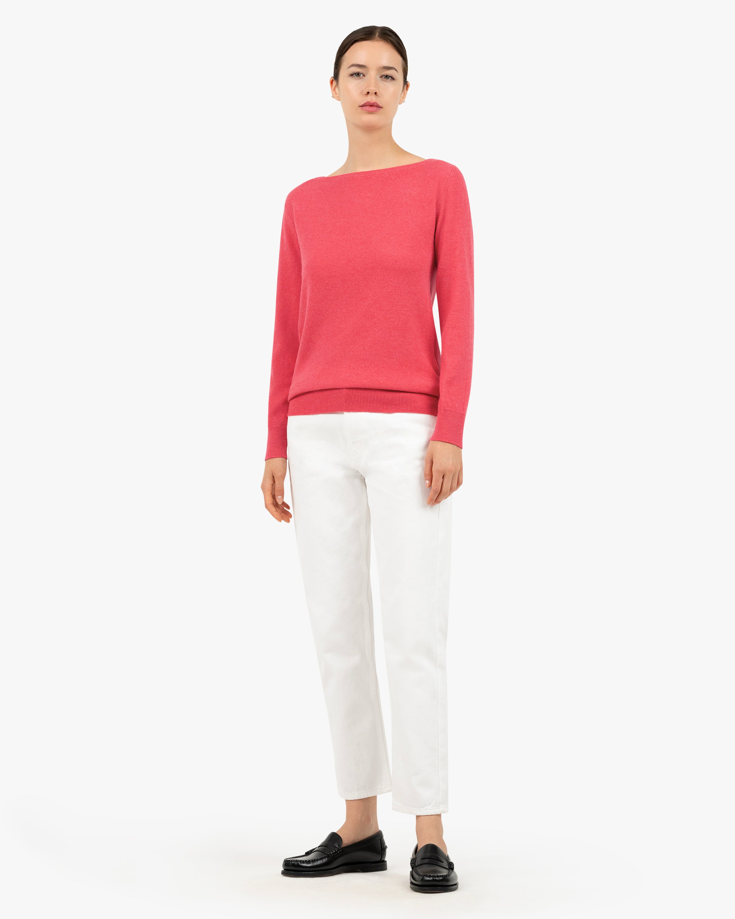 Essential Boat Neck Sweater - Red Cashmere