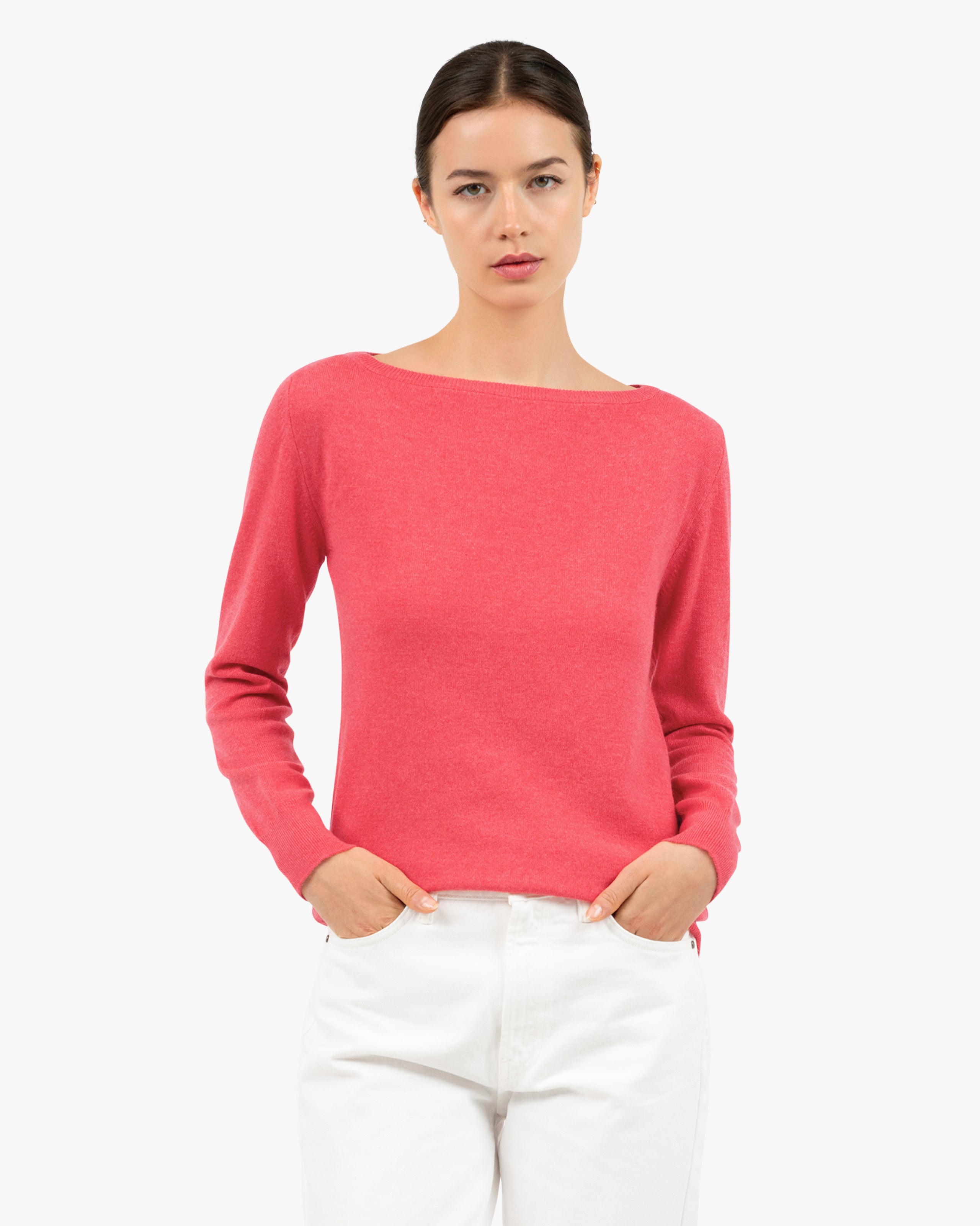 Essential Boat Neck Sweater - Red Cashmere