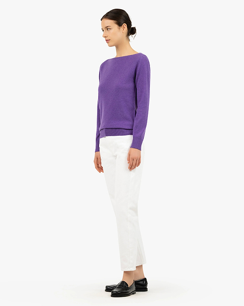 Essential Boat Neck Sweater - Purple Cashmere