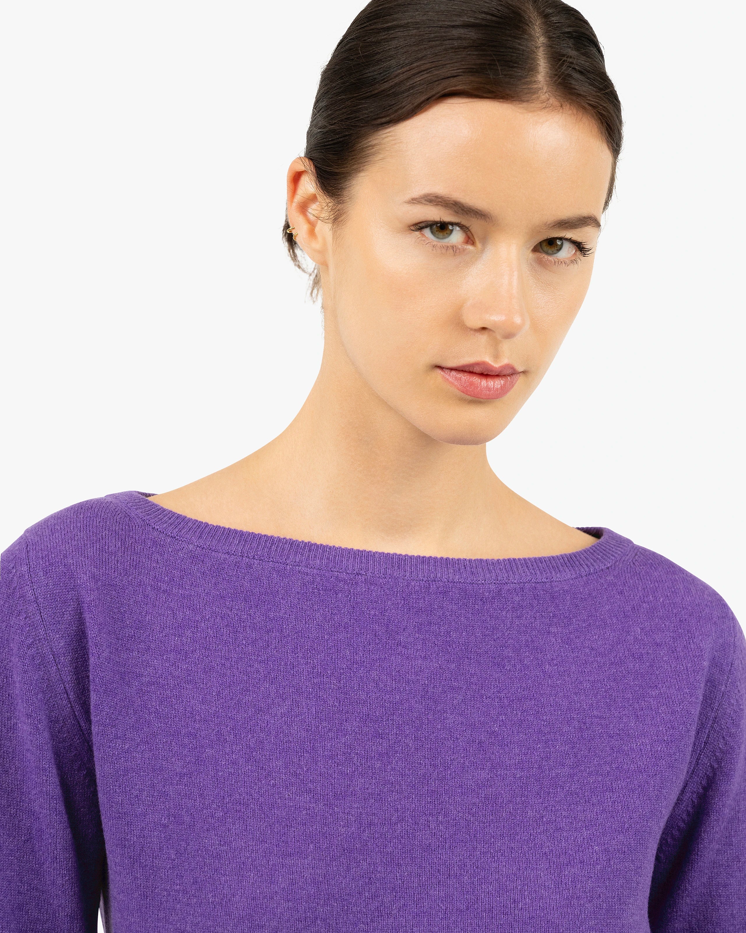 Essential Boat Neck Sweater - Purple Cashmere
