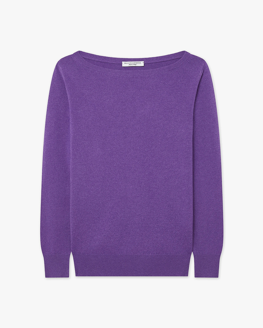 Essential Boat Neck Sweater - Purple Cashmere