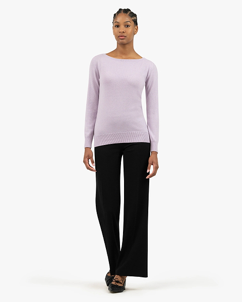 Essential Boat Neck Sweater - Lilac Cashmere