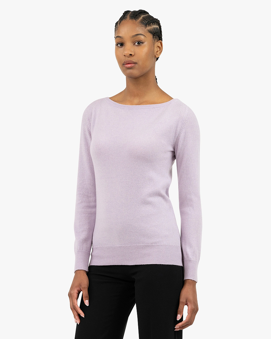 Essential Boat Neck Sweater - Lilac Cashmere