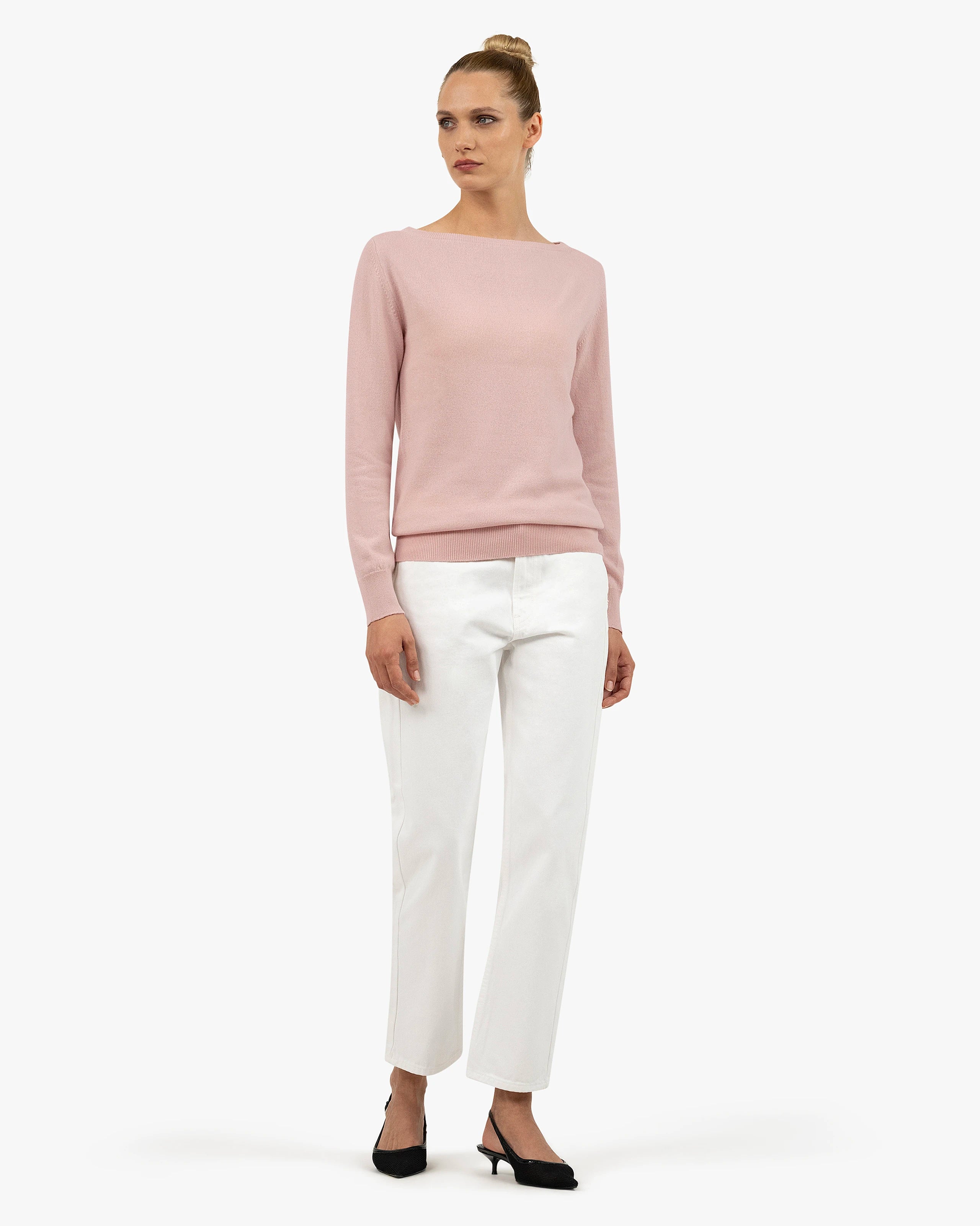 Essential Boat Neck Sweater - Rose Cashmere