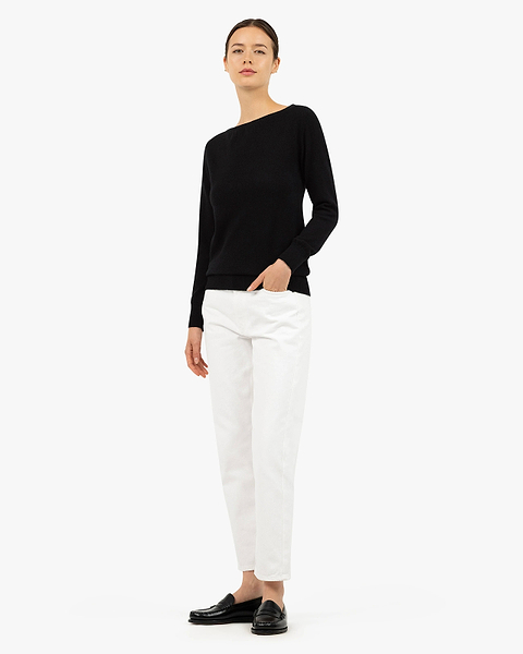 Essential Boat Neck Sweater - Black Cashmere