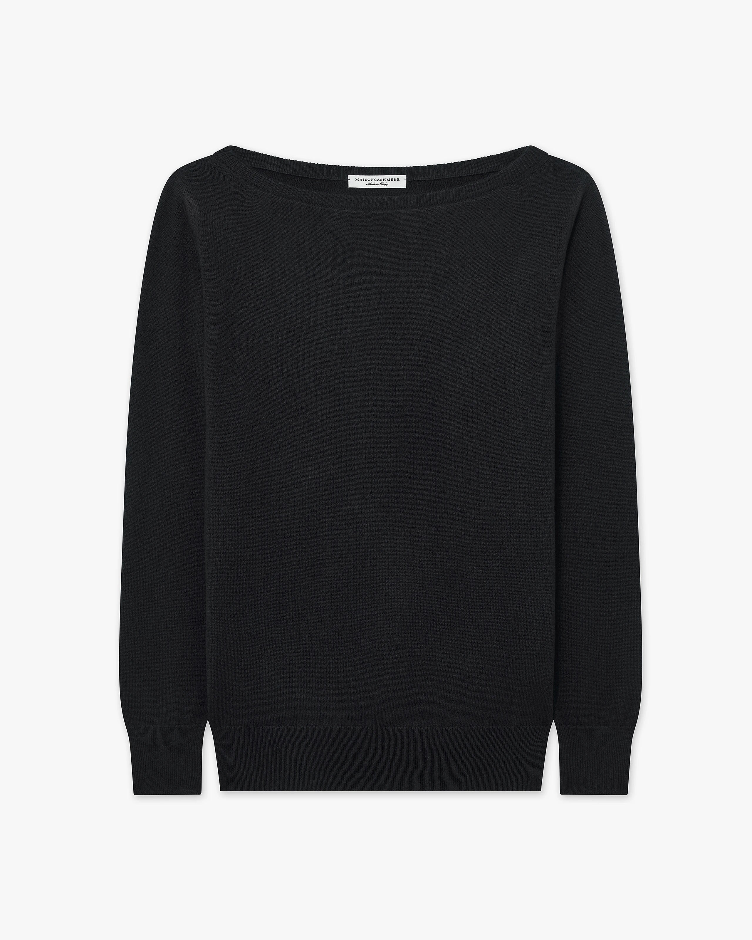 Essential Boat Neck Sweater - Black Cashmere
