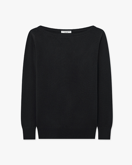 Essential Boat Neck Sweater - Black Cashmere