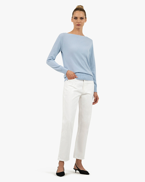 Essential Boat Neck Sweater - Light Blue Cashmere