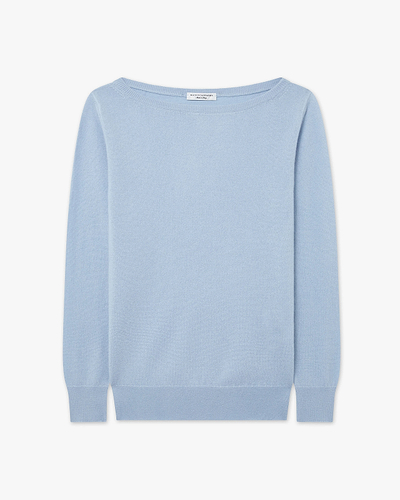 Essential Boat Neck Sweater - Light Blue Cashmere