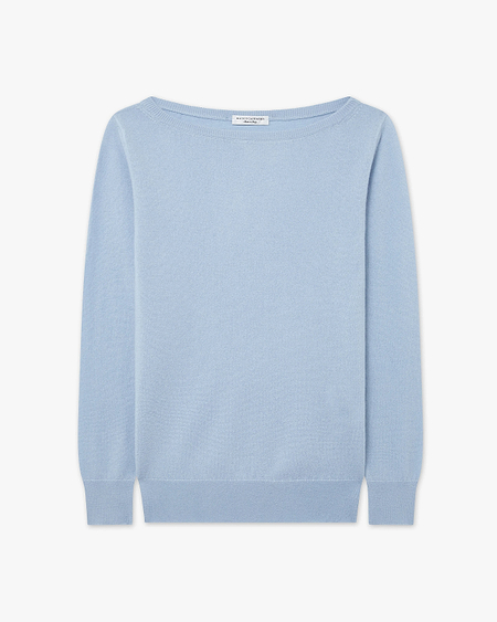 Essential Boat Neck Sweater - Light Blue Cashmere