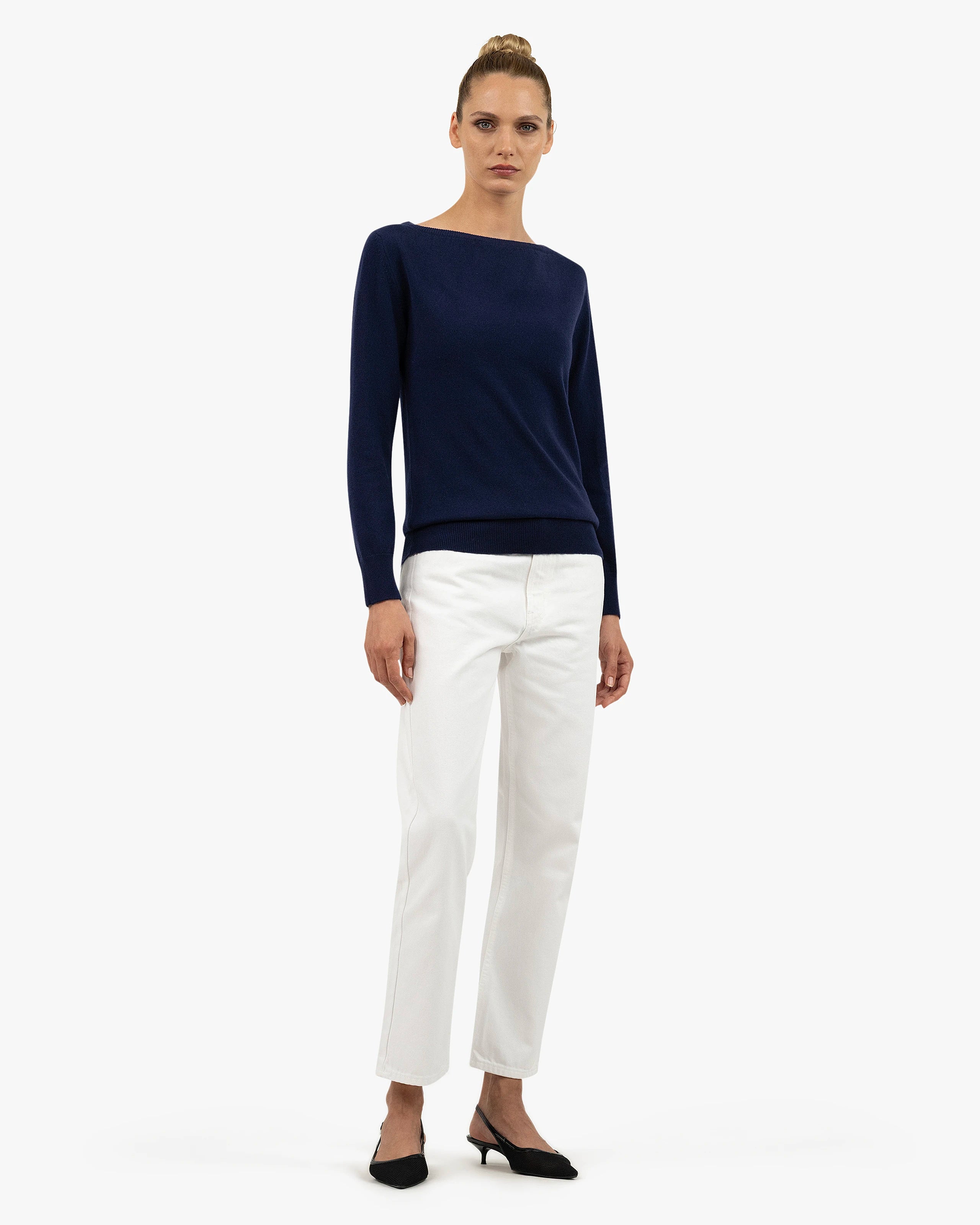 Essential Boat Neck Sweater - Blue Cashmere