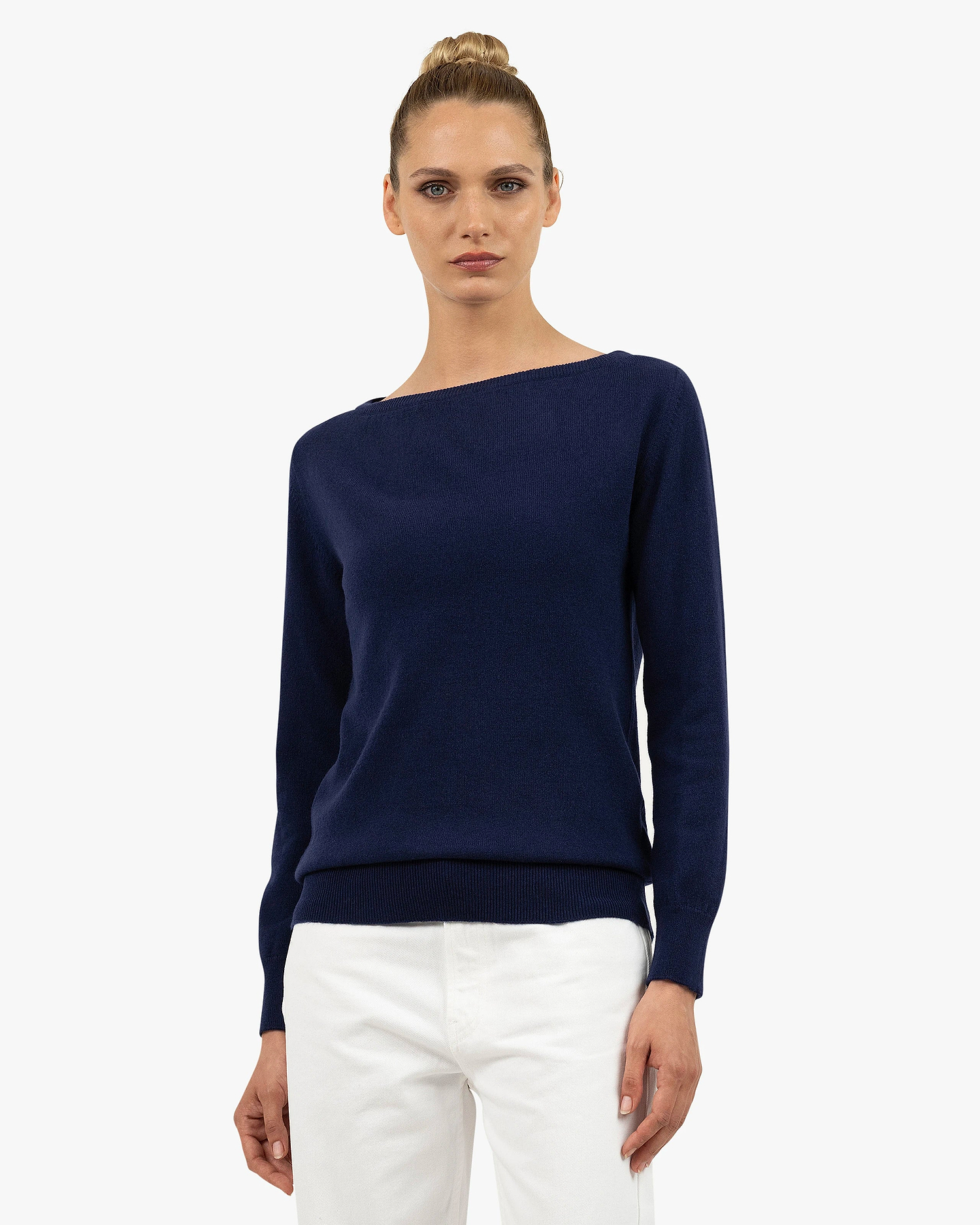 Essential Boat Neck Sweater - Blue Cashmere