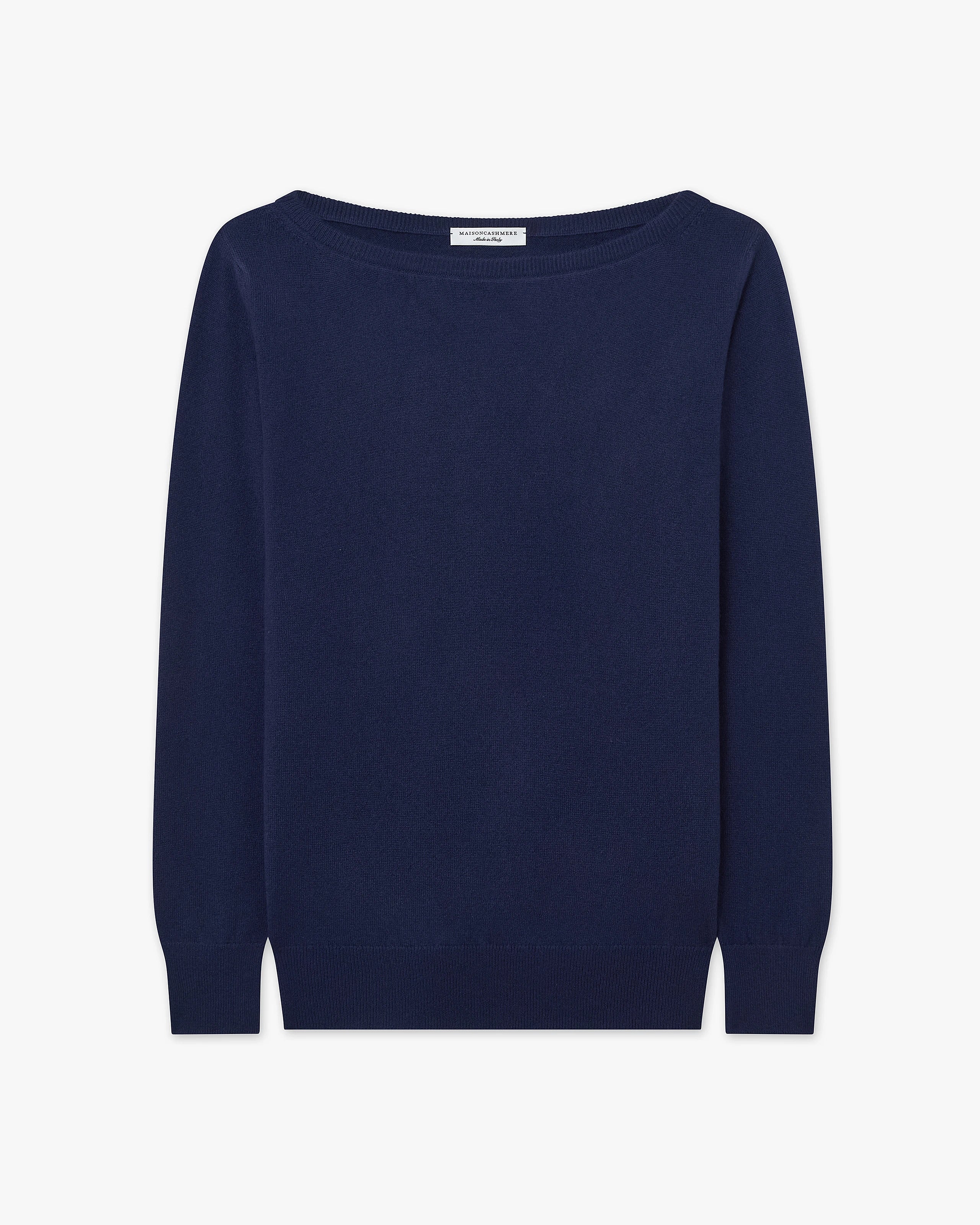 Essential Boat Neck Sweater - Blue Cashmere